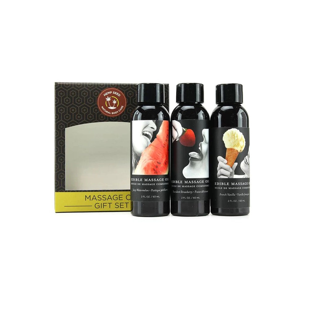 Hempseed Edible Massage Oil Gift Set in 2oz/60mL x 3