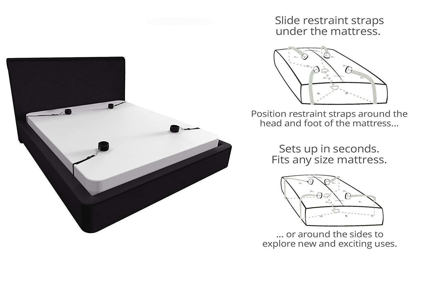 New 5-Piece Set Bed Restraints Kit System
