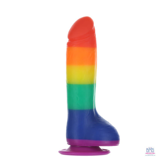 Pure Love® - Rainbow Silicone Dildo With Suction Base – 8 In.