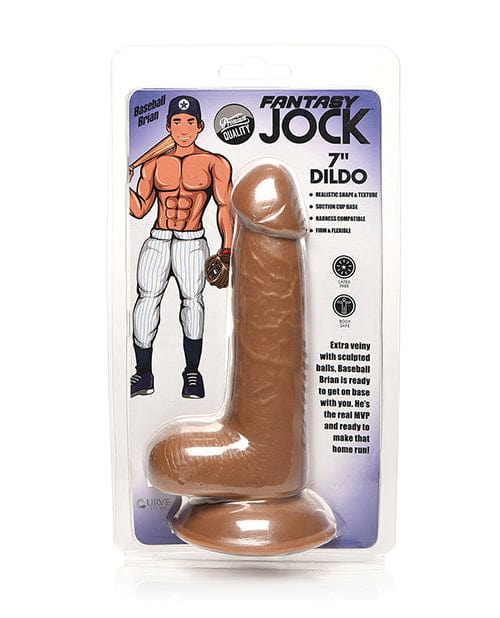 Curve Toys Jock Baseball Brian 7 Inch Dildo with balls - Tan