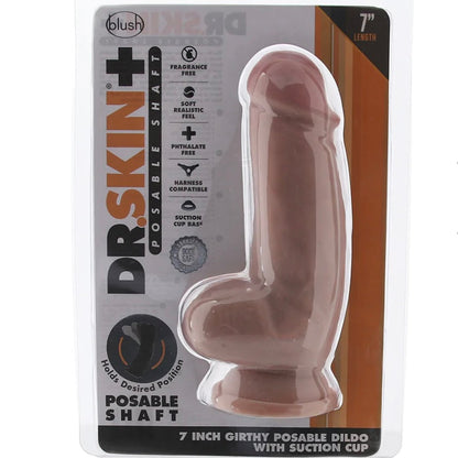 Dr. Skin Plus 7 Inch Girthy Poseable Dildo in Vanilla