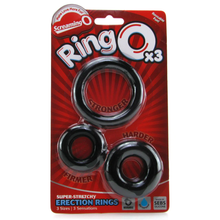 Load image into Gallery viewer, RingO X3 Super Stretchy Erection Rings in Black
