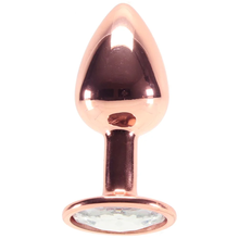 Load image into Gallery viewer, Small Aluminum Plug with Clear Gem in Rose Gold
